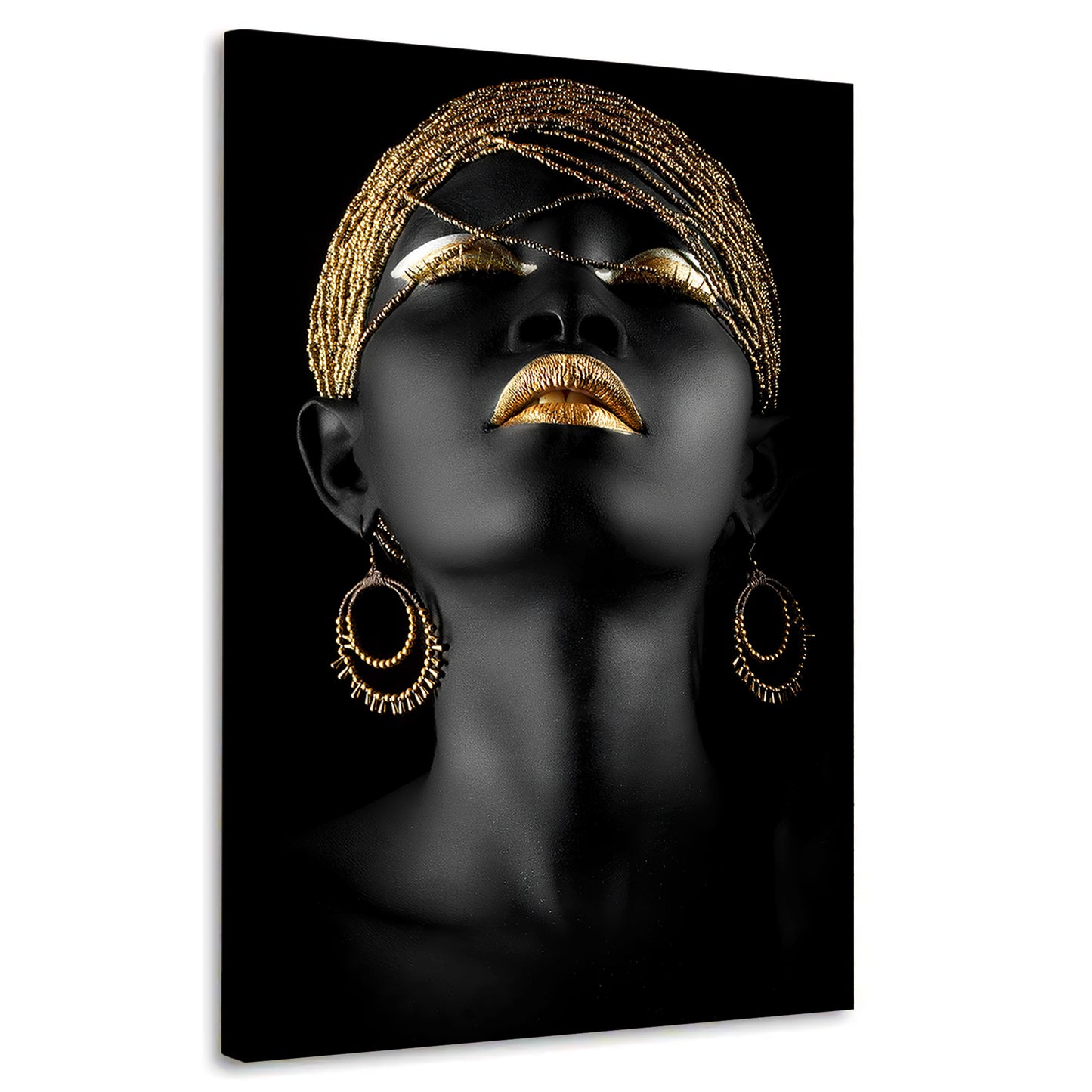 Quadro stampa su tela donna africana African Black Women Gold Style