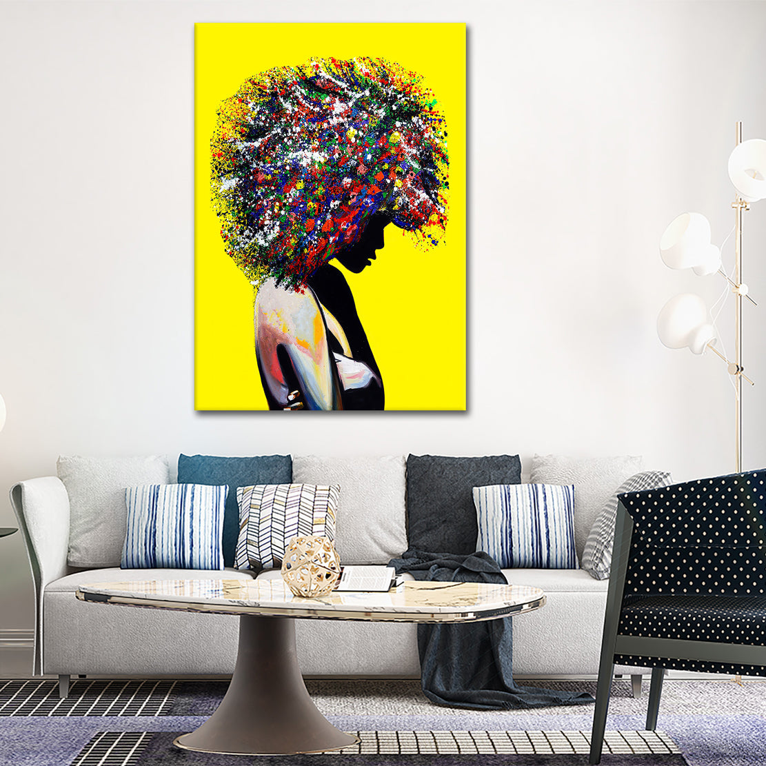 Quadro stampa su tela donna africana Pop Art Afro Style