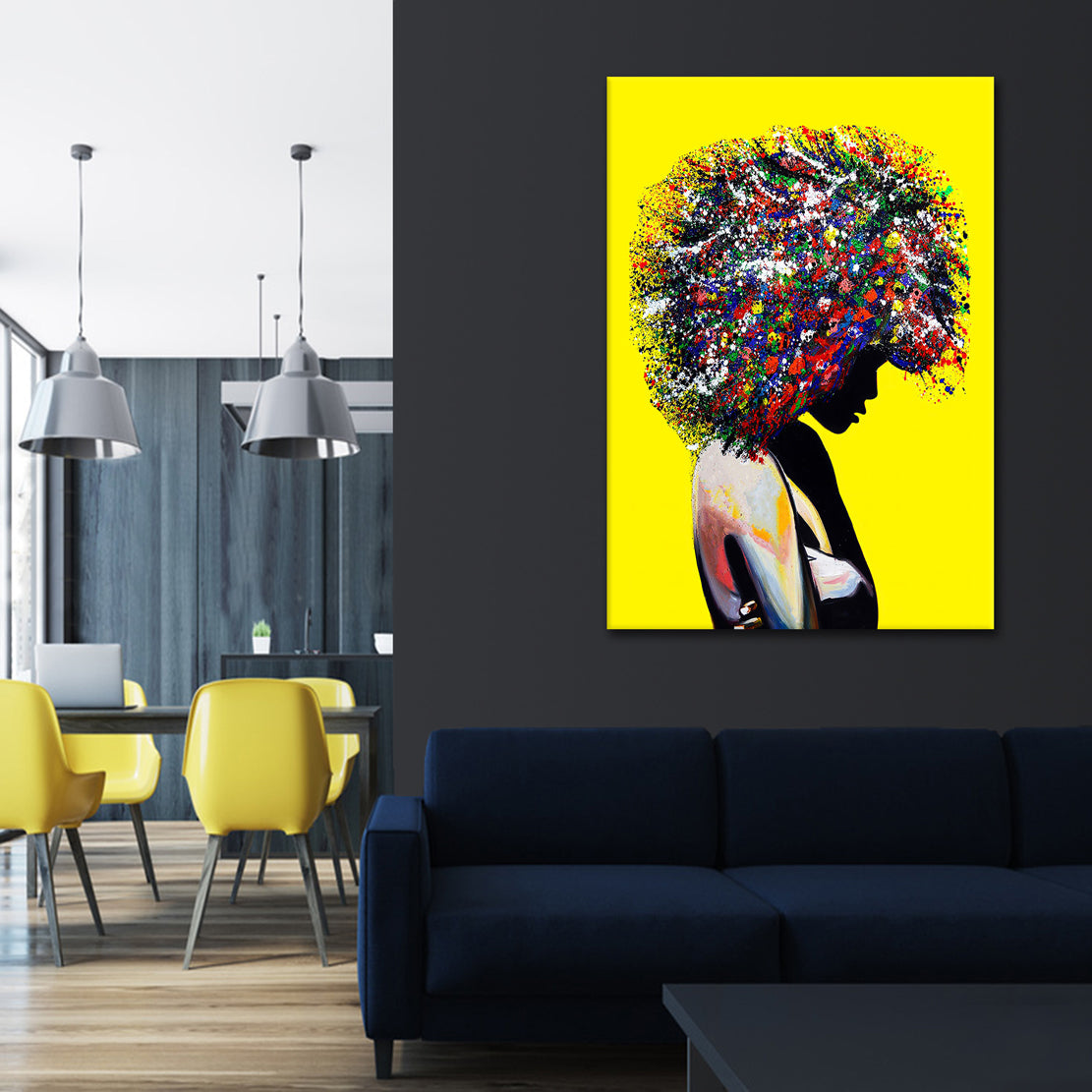 Quadro stampa su tela donna africana Pop Art Afro Style