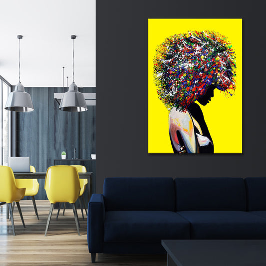 Quadro stampa su tela donna africana Pop Art Afro Style