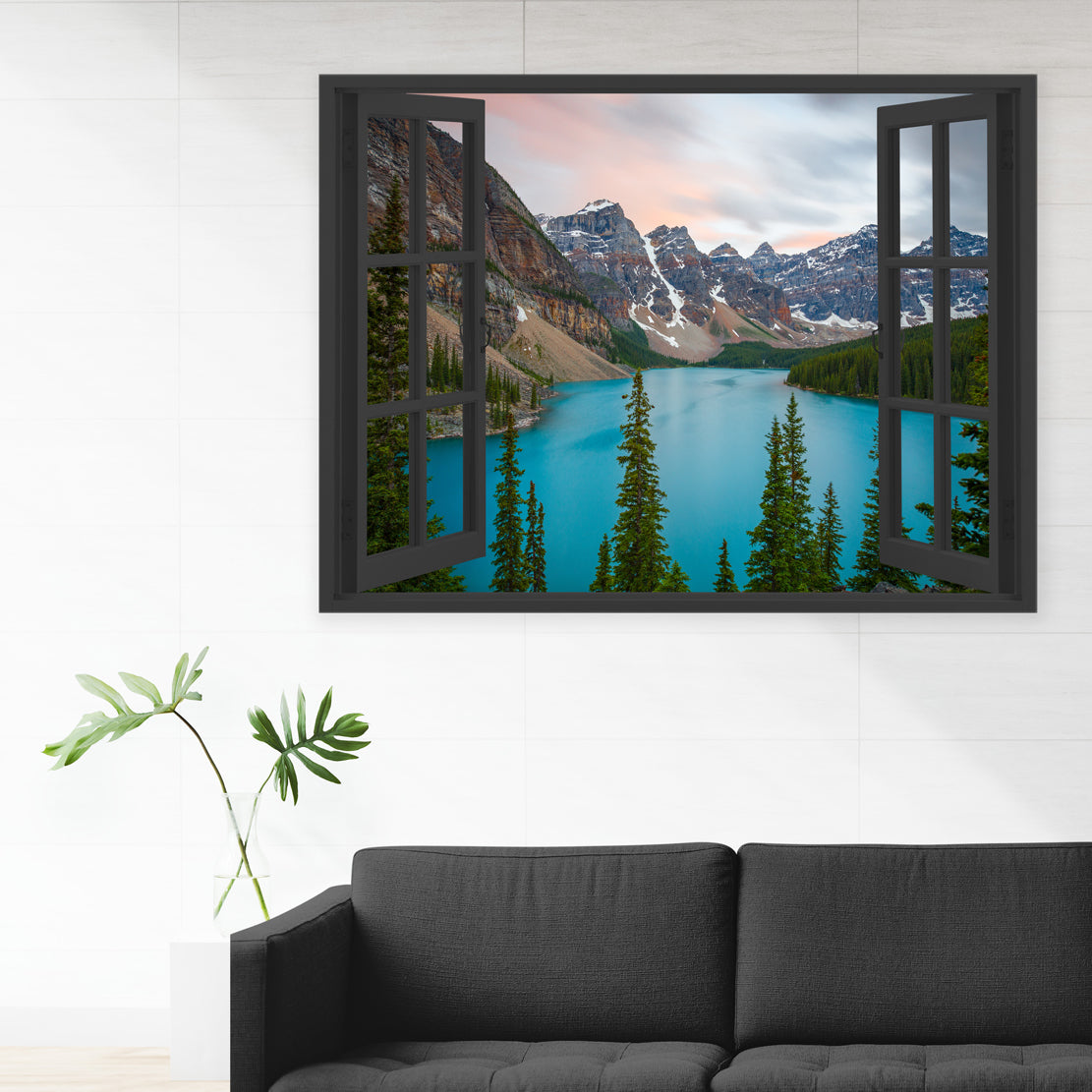 Quadro stampa su tela finestra aperta Mountain View