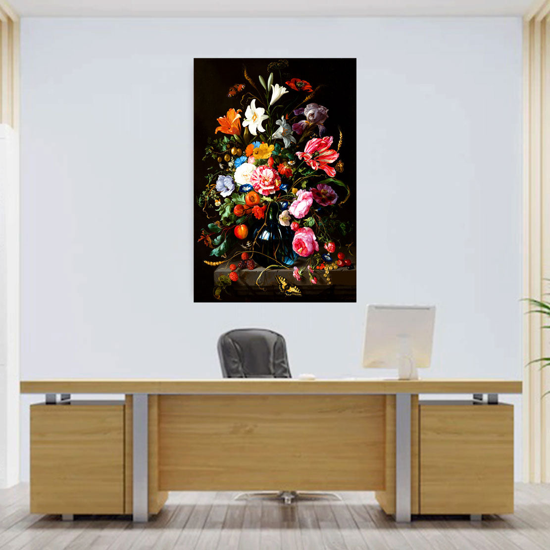 Quadro stampa su tela fiori Beautiful Flowers Black Style