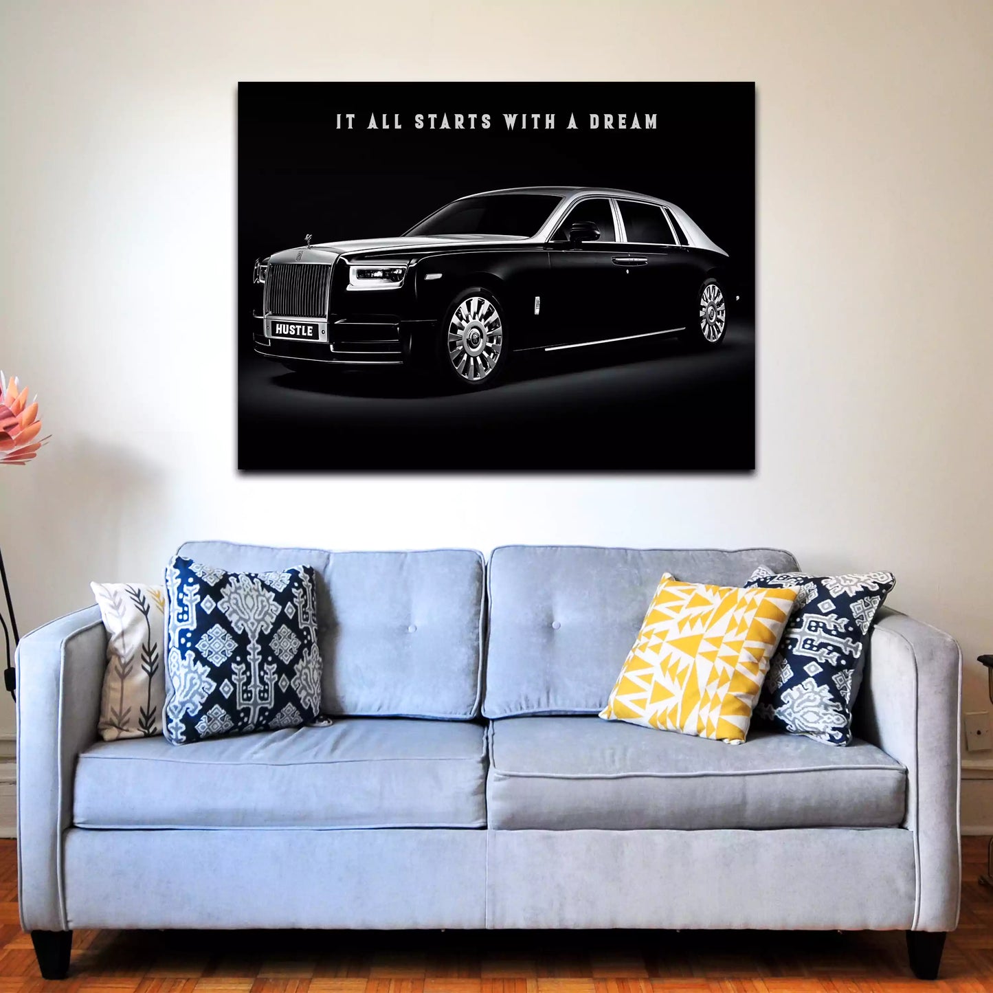 Quadro stampa su tela motivazionale Rolls Royce It All Starts With A Dream