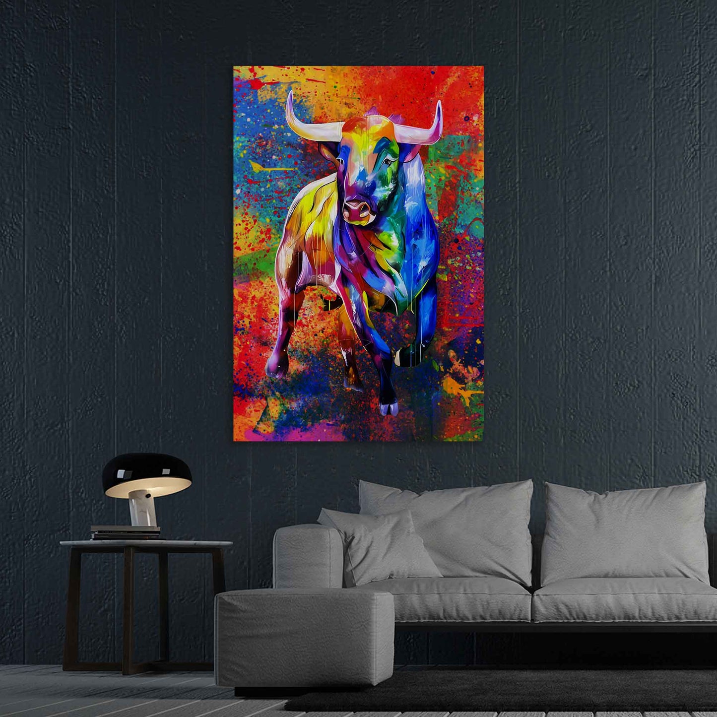 Quadro stampa su tela moderno toro Pop Art Bull Colour Style, animali, astratto