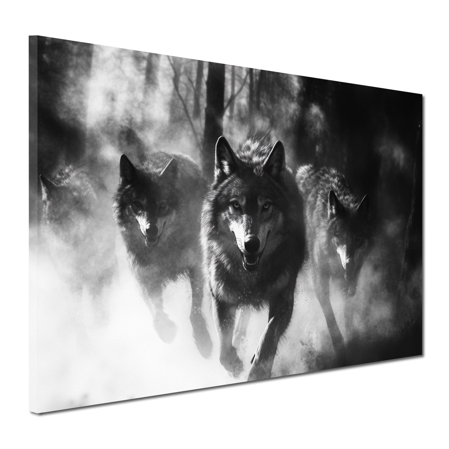 Branco di lupi nella foresta nebbiosa quadro