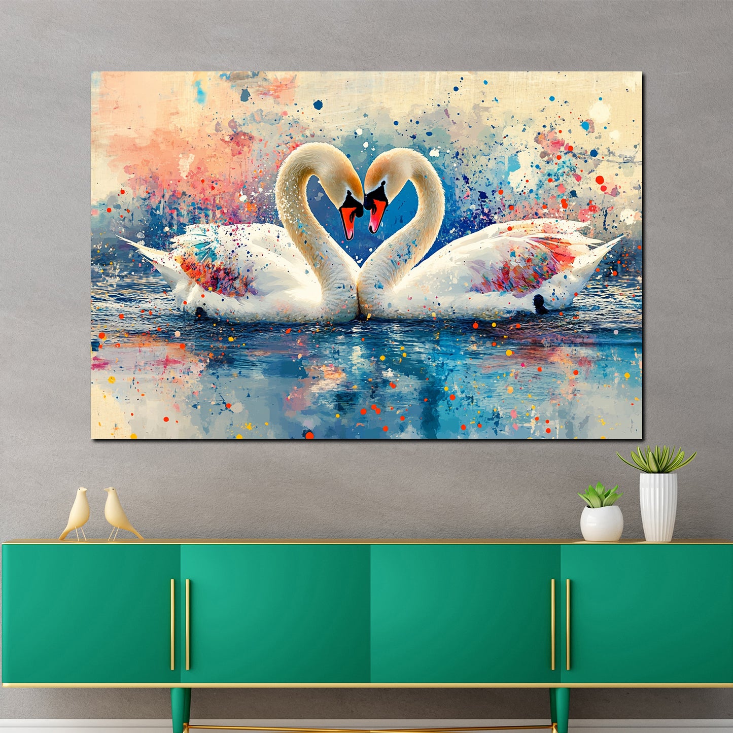 Cigni nell’acqua quadro