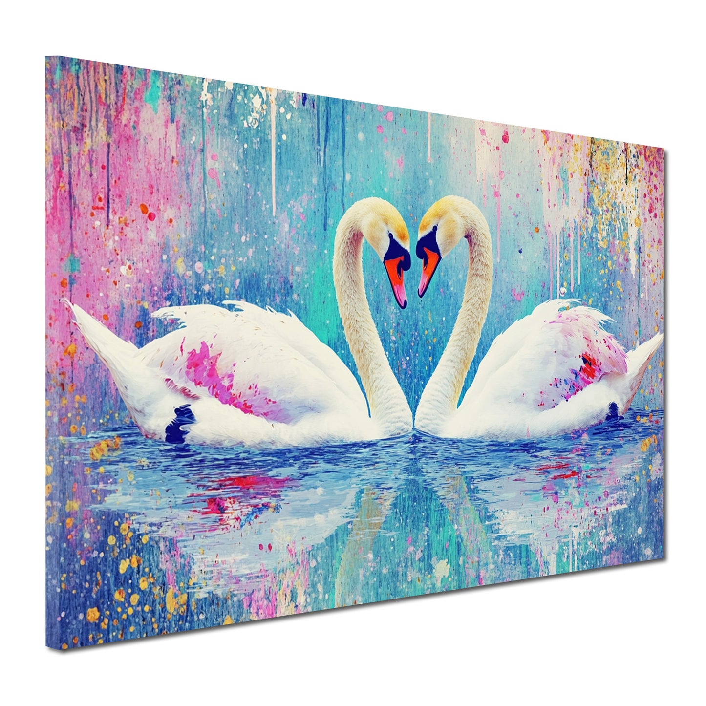 Cigni romantici sull’acqua quadro