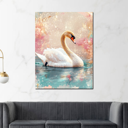 Cigno elegante sull’acqua quadro