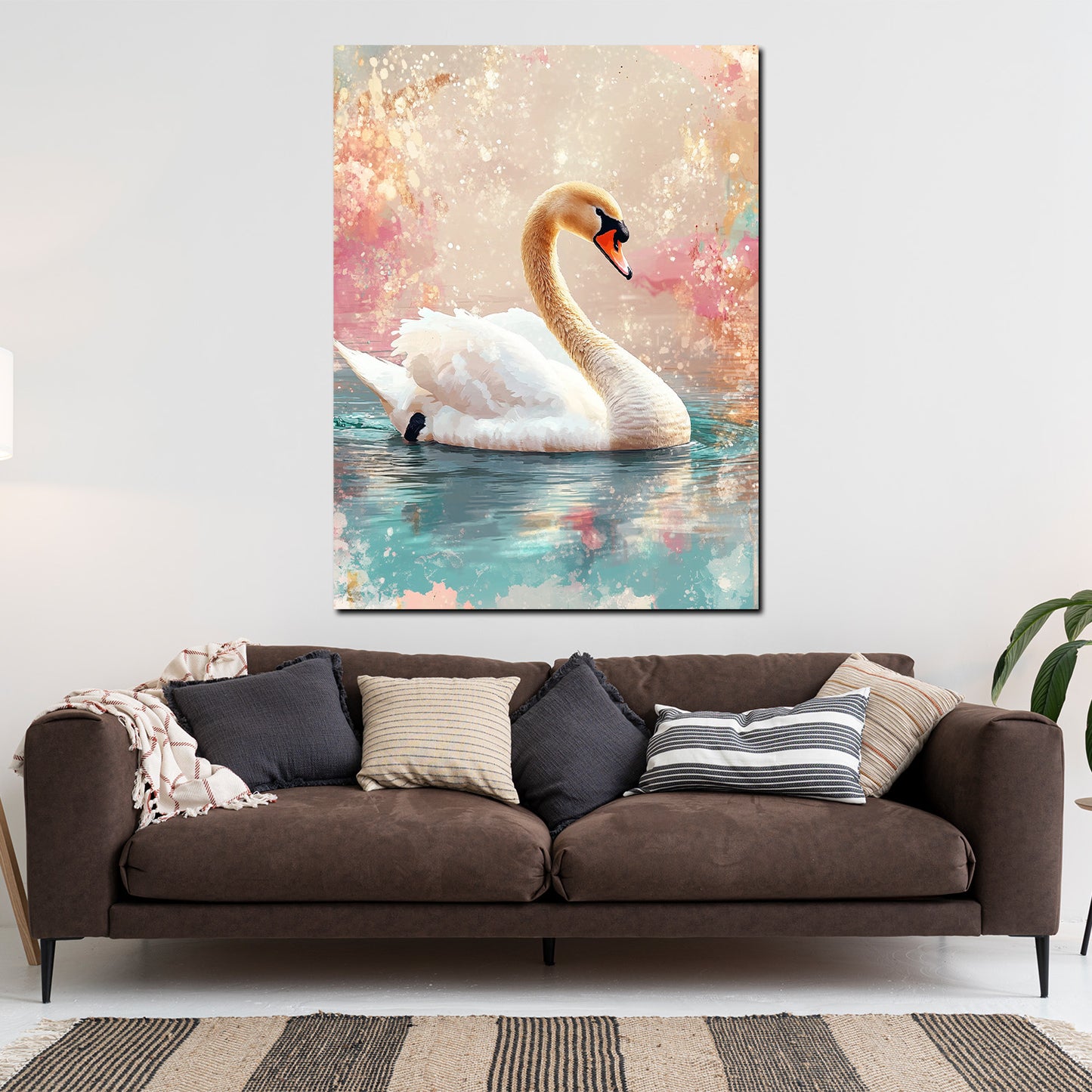 Cigno elegante sull’acqua quadro