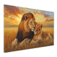 Coppia di leoni tramonto quadro