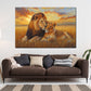 Coppia di leoni tramonto quadro