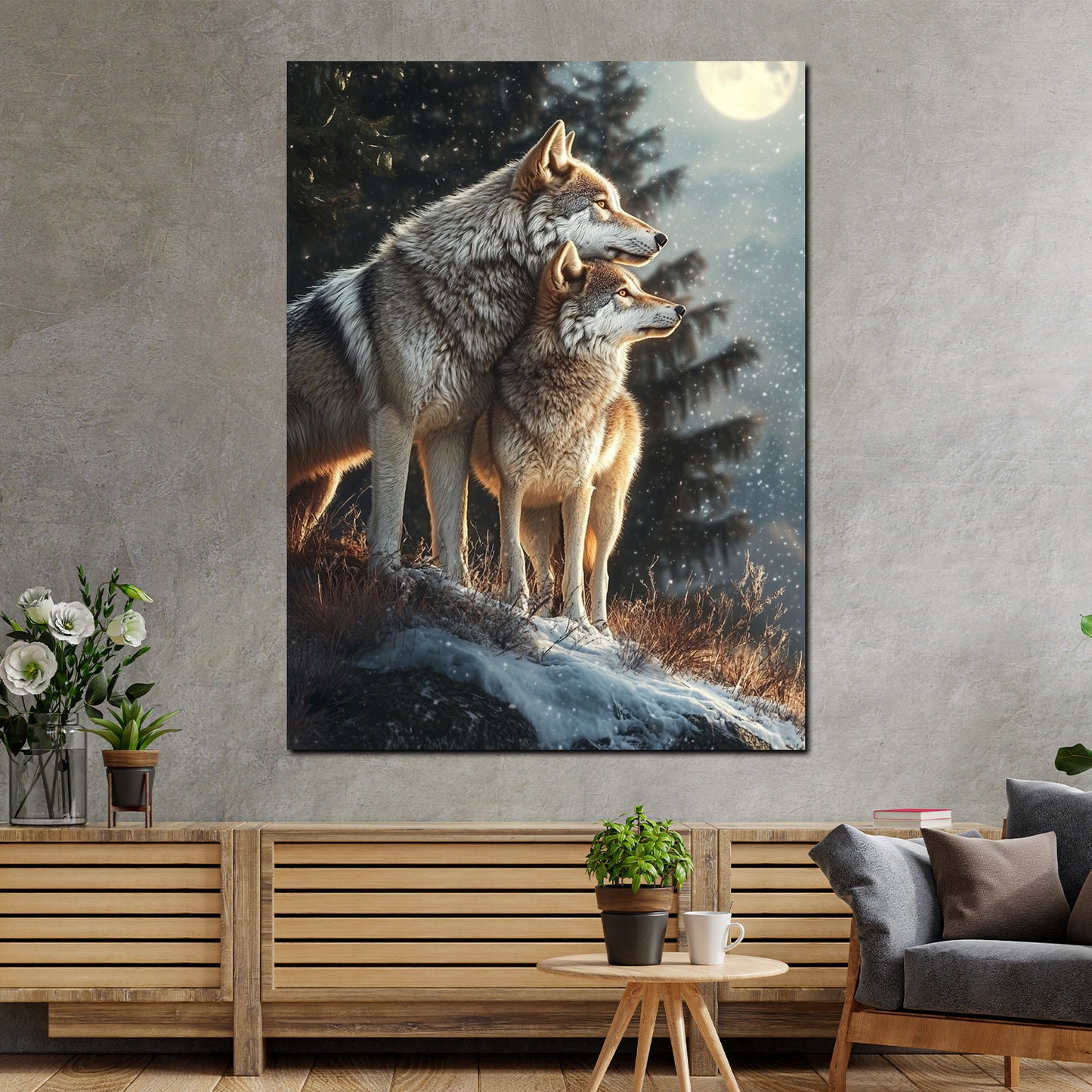 Coppia di lupi quadro