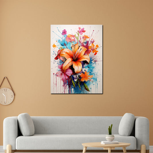 Quadro fiori abstract splash