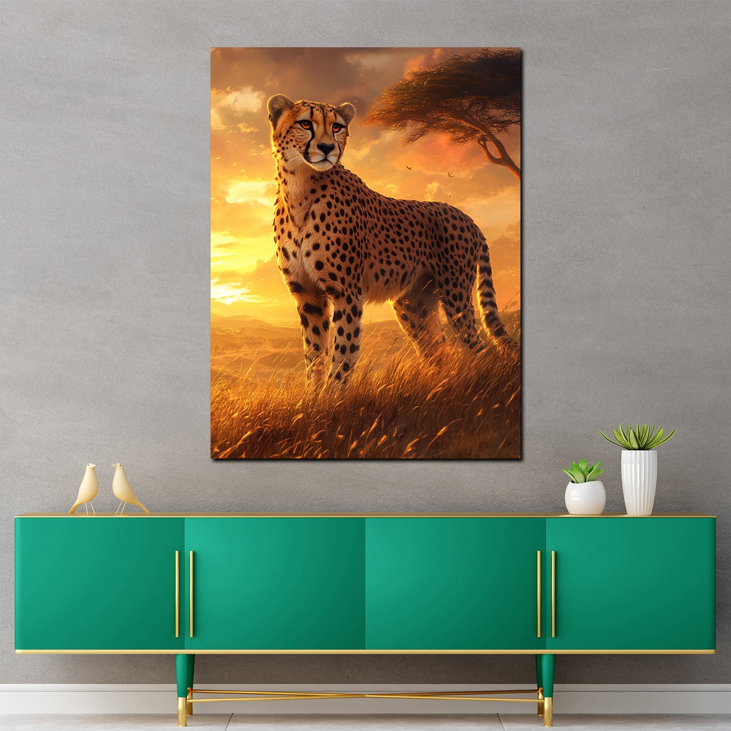 Ghepardo al tramonto quadro