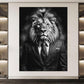 Leone con abito bianco e nero pop art quadro