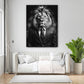 Leone con abito bianco e nero pop art quadro