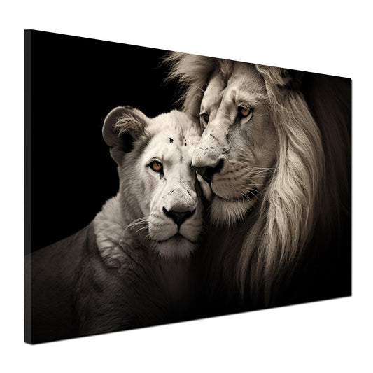 Quadro Africa Coppia Di Leoni Black Style