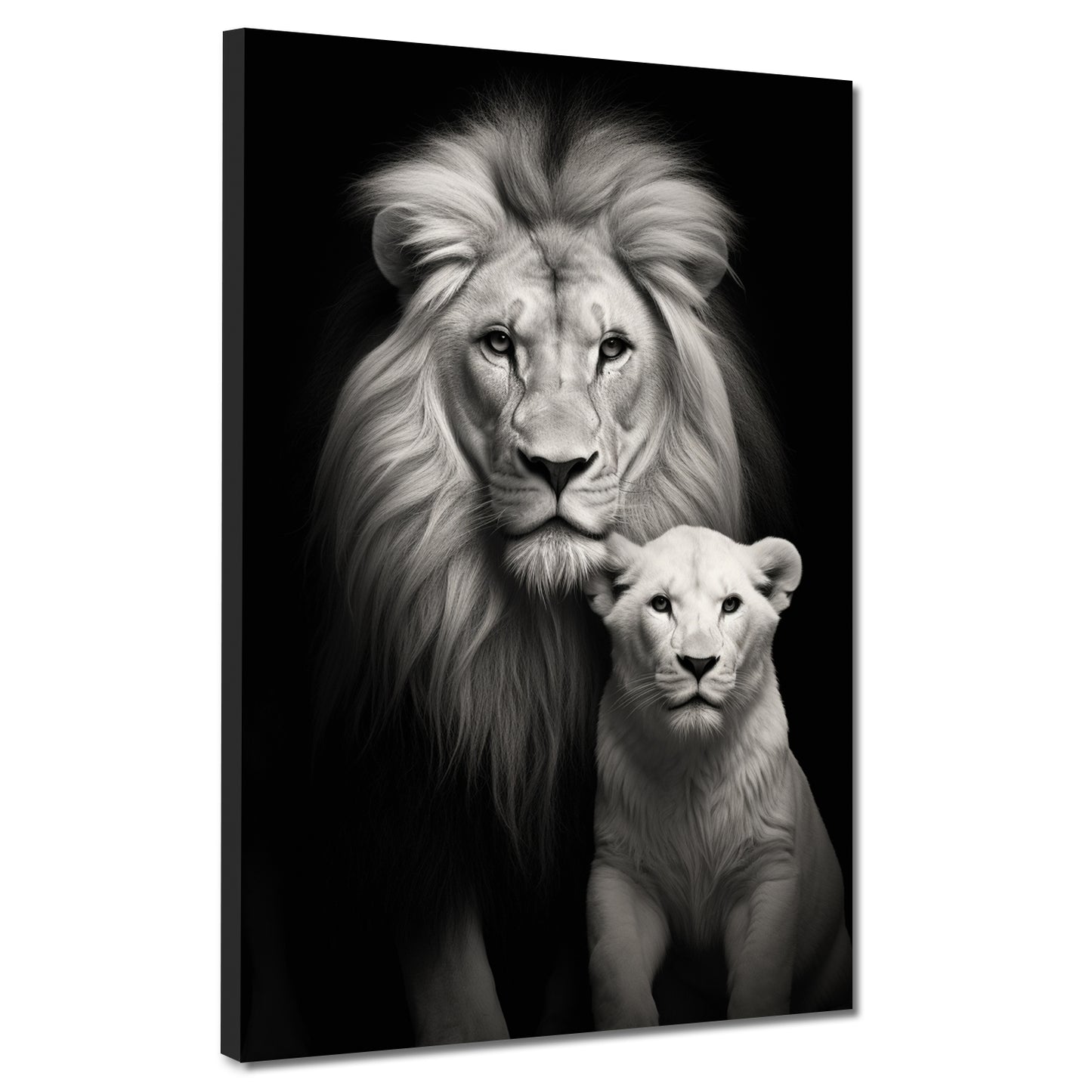 Quadro Africa Coppia Di Leoni frontali