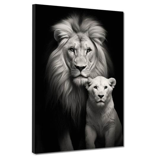 Quadro Africa Coppia Di Leoni frontali