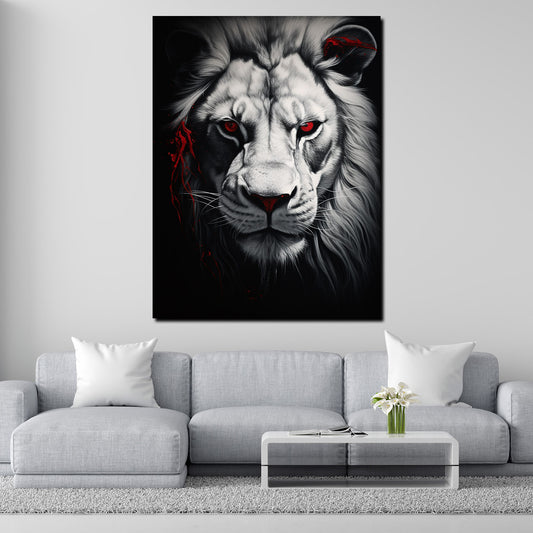 Quadro Africa Testa Di Leone frontale astratto