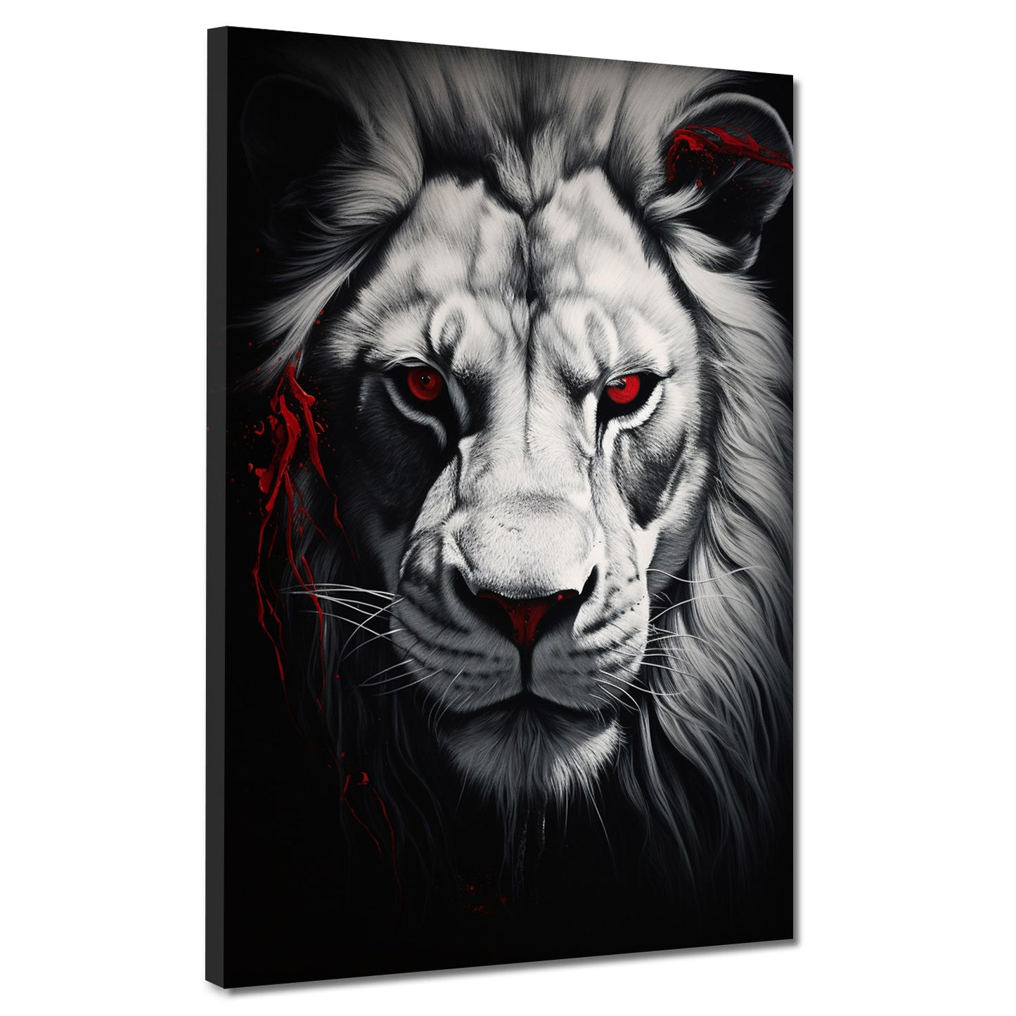 Quadro Africa Testa Di Leone frontale astratto
