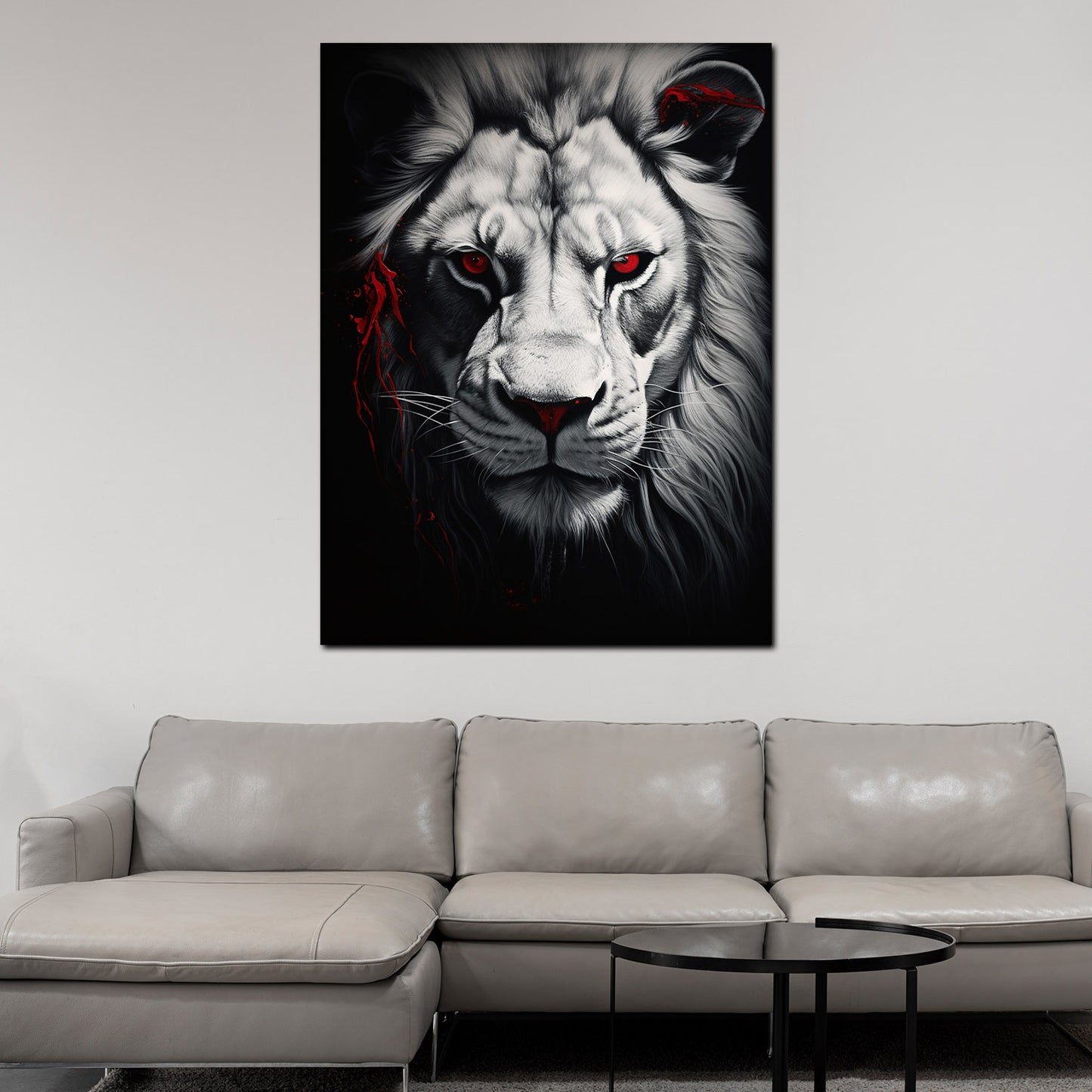 Quadro Africa Testa Di Leone frontale astratto