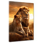 Quadro Africa tramonto famiglia di leoni