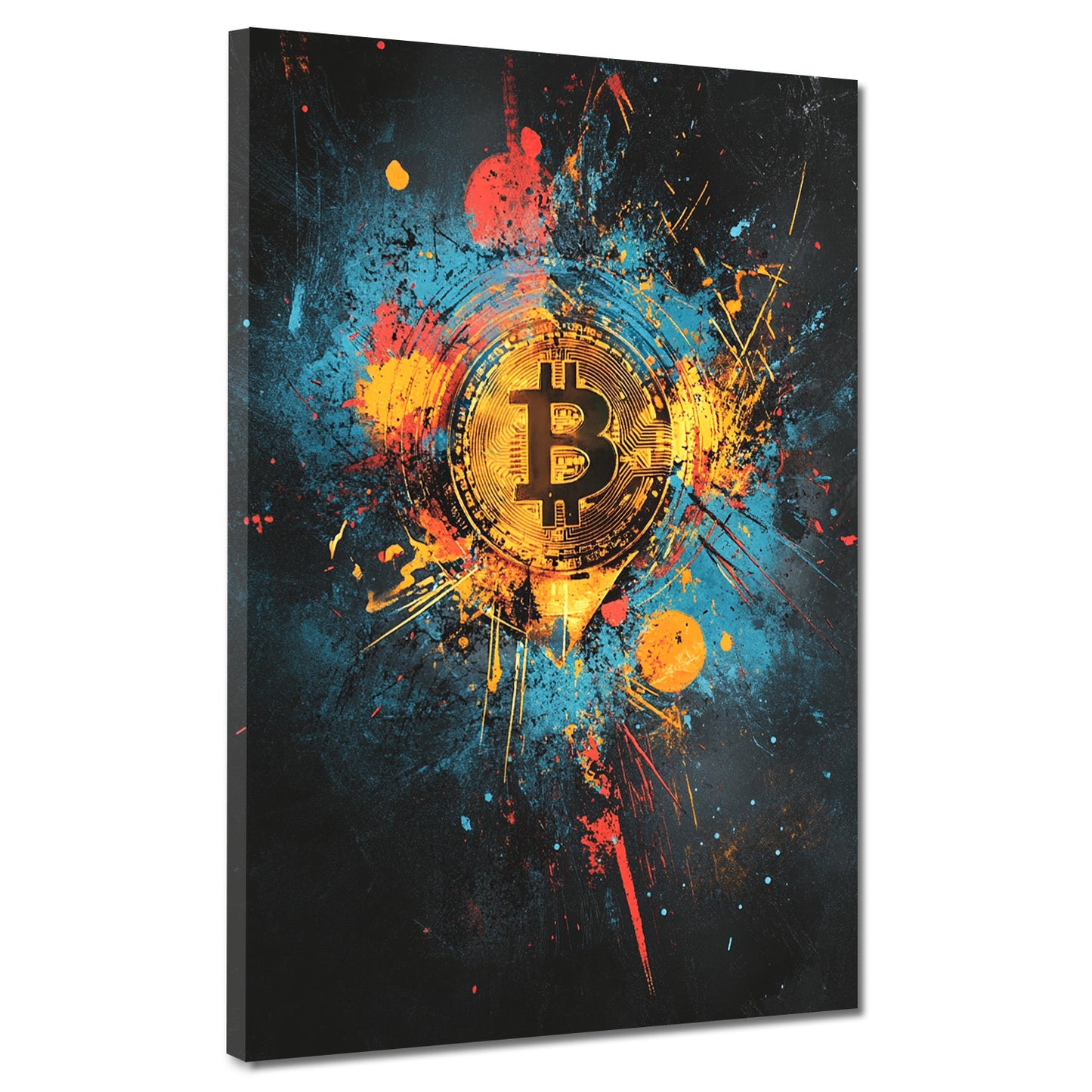 Quadro Bitcoin Pop Art criptovaluta colori esplosione successo moderno