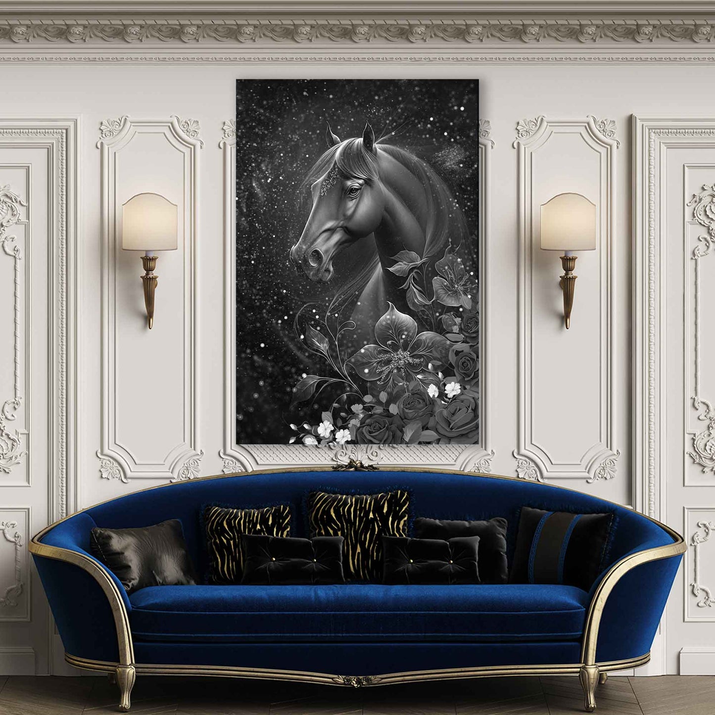 Quadro stampa su tela Cavallo Abstract Silver Style