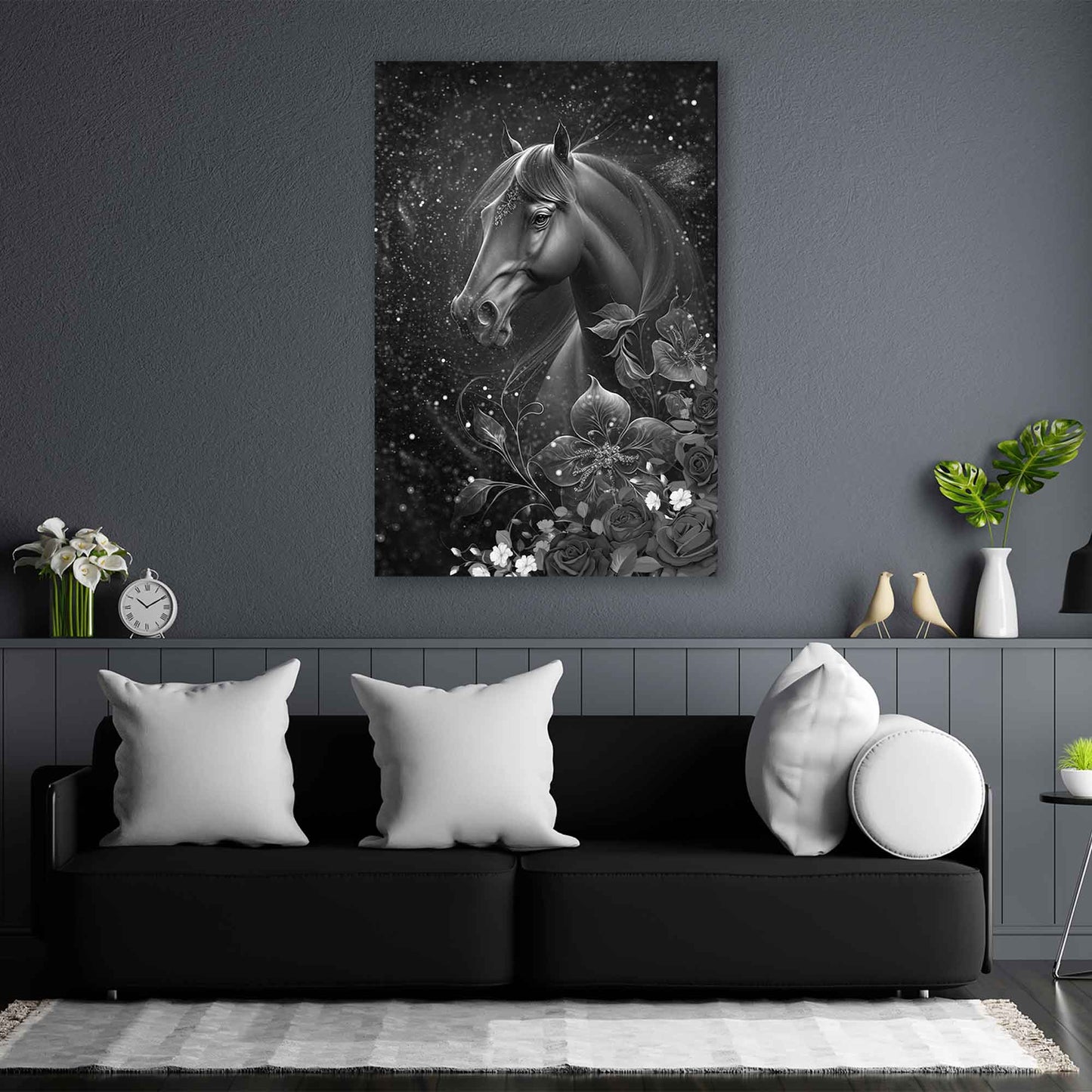 Quadro stampa su tela Cavallo Abstract Silver Style