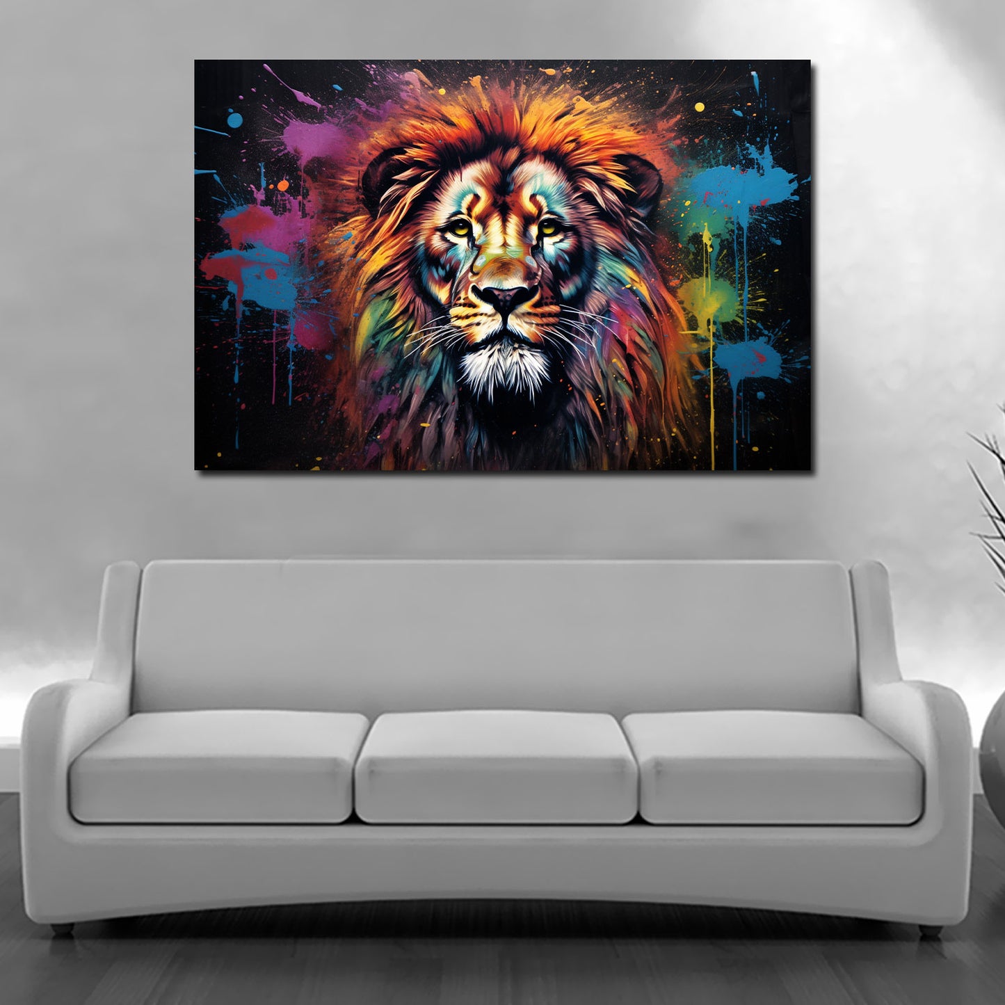 Quadro Leone Bellissimo Frontale Colour Splash