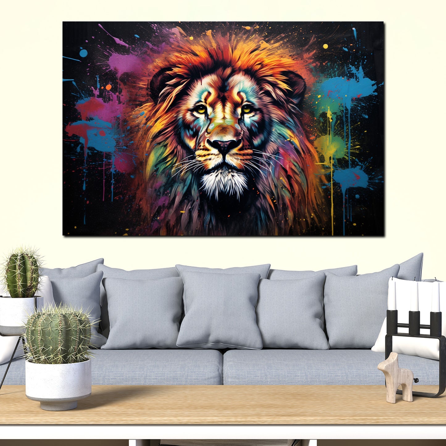 Quadro Leone Bellissimo Frontale Colour Splash