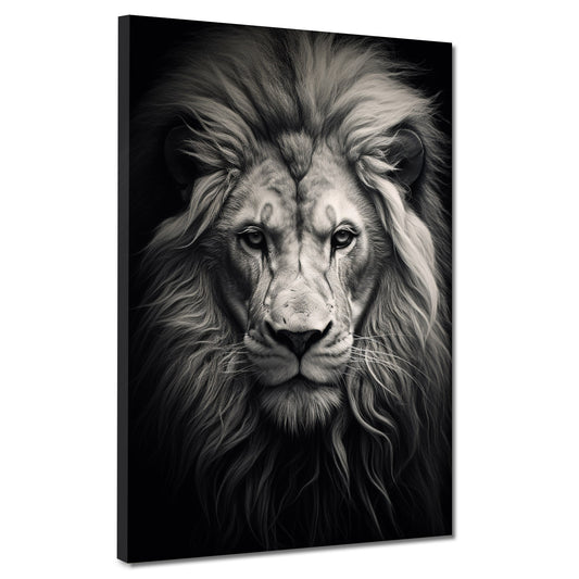 Quadro Leone Frontale Black Style