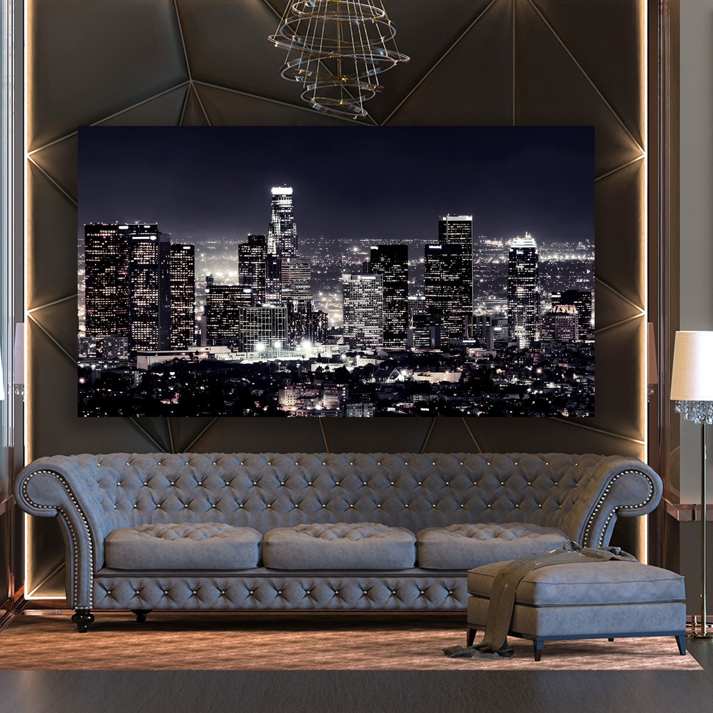 Quadro Los Angeles Skyline, USA, bianco e nero