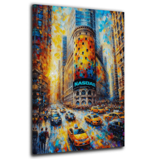 Quadro New York Wall Street borsa taxi metropoli