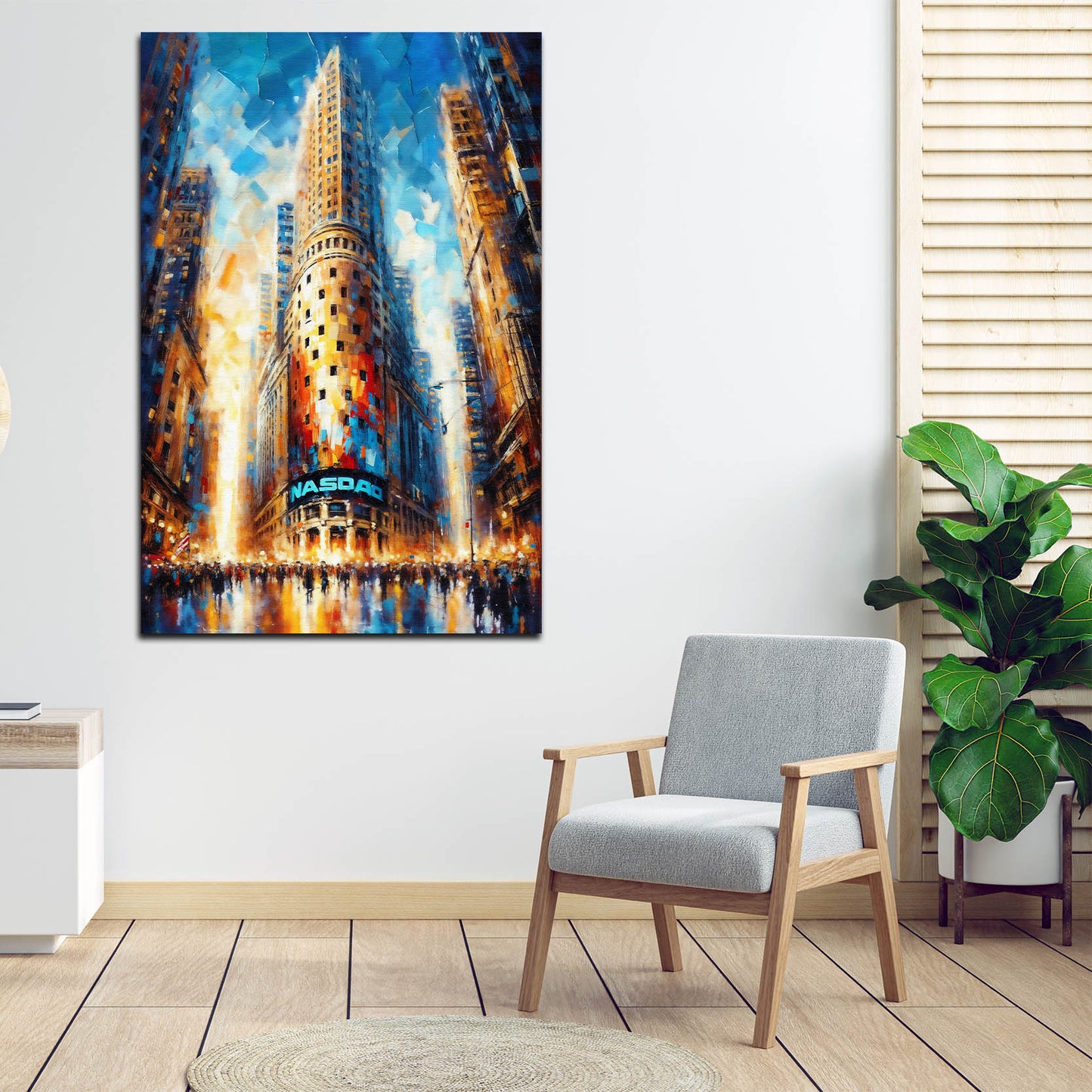 Quadro New York grattacieli Wall Street arte moderna metropoli