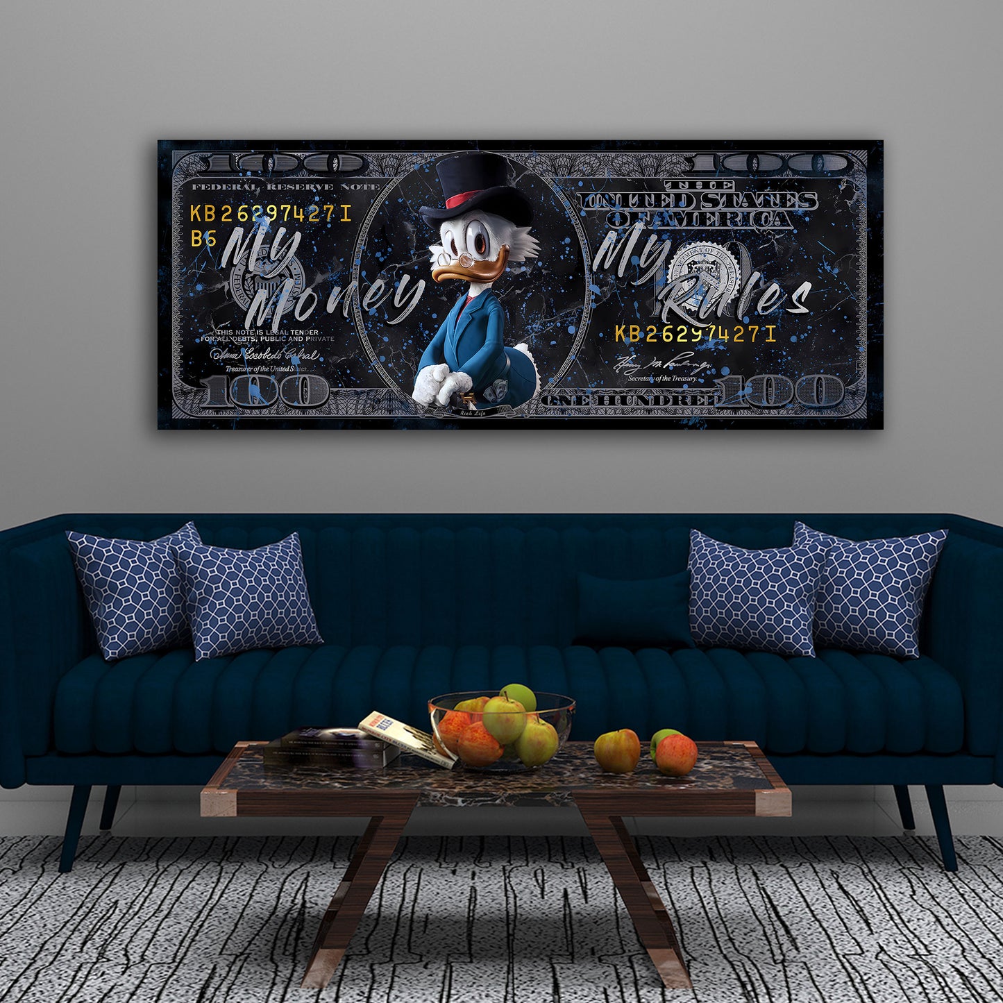 Quadro Pop Art Duck banconota soldi e potere