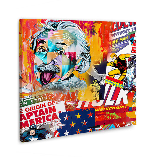 Quadro Pop Art Einstein USA Supereroi
