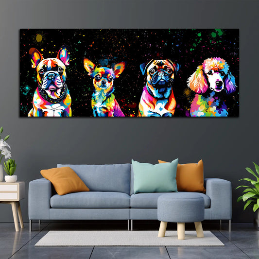 Quadro Pop Art Piccoli Cani Black Style