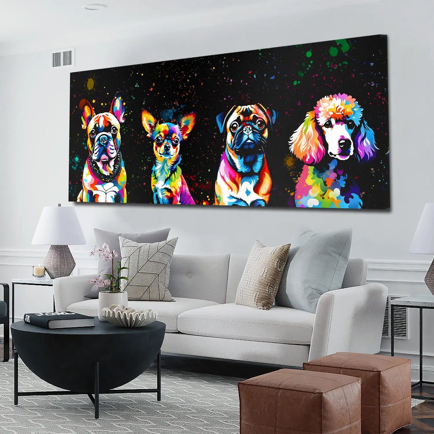 Quadro Pop Art Piccoli Cani Black Style