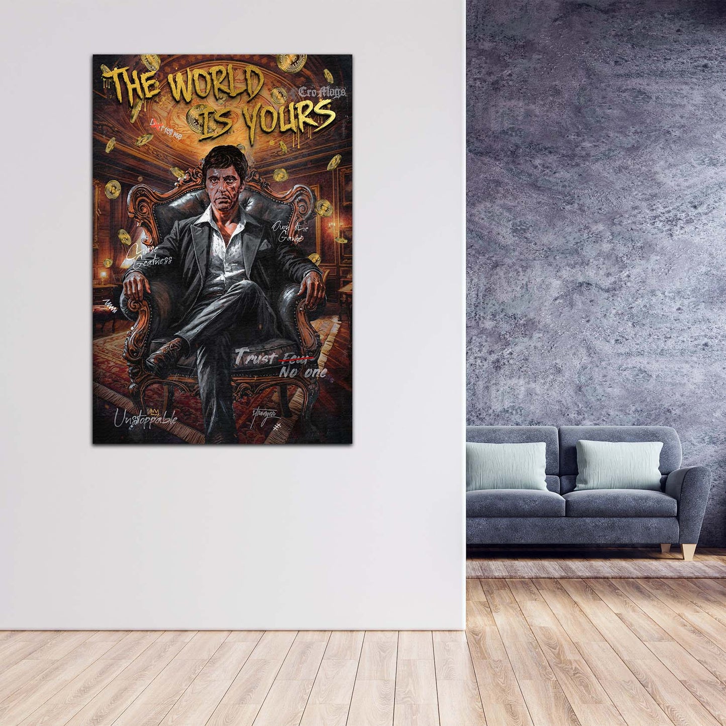 Quadro Pop Art Tony The World Is Yours ricchezza potere successo