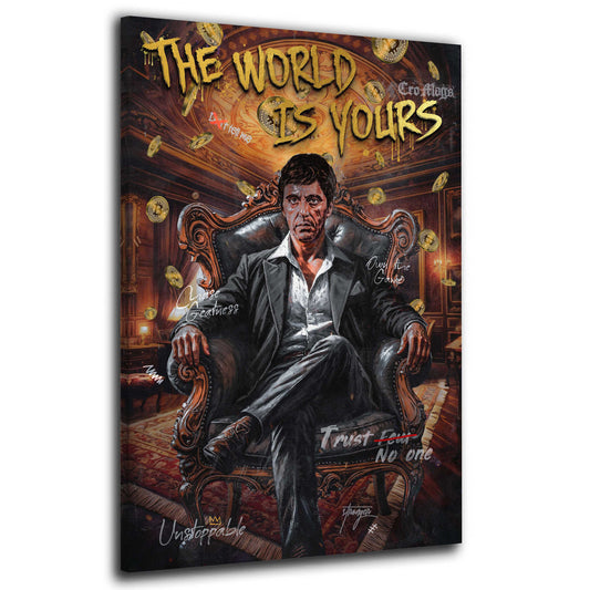 Quadro Pop Art Tony The World Is Yours ricchezza potere successo