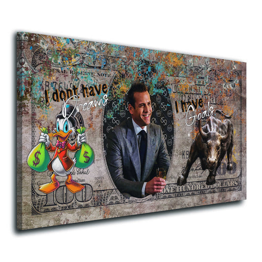 Quadro Pop Art denaro successo motivazione stile Harvey