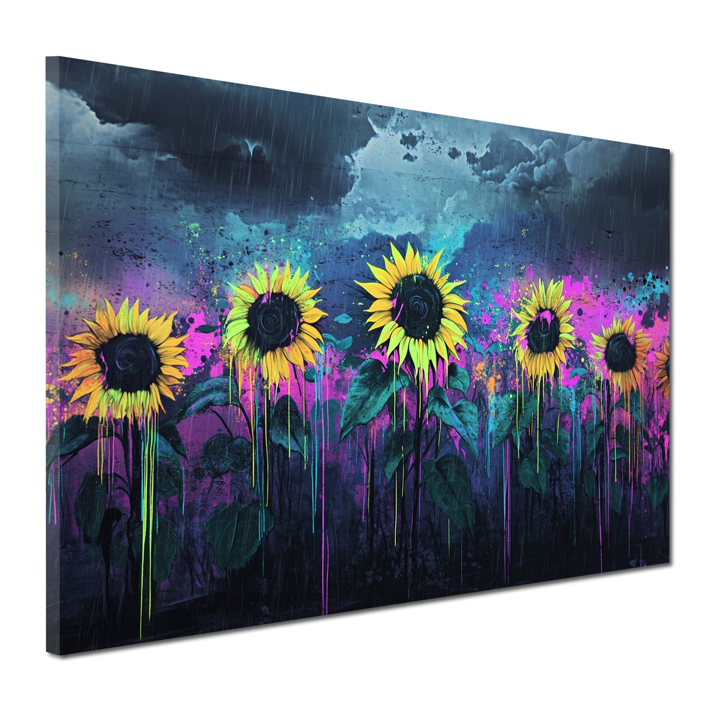 Quadro Pop Art girasoli pioggia colori moderno