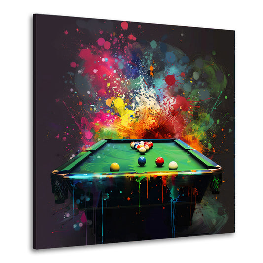 Quadro Pop Art tavolo da biliardo con esplosioni di colori