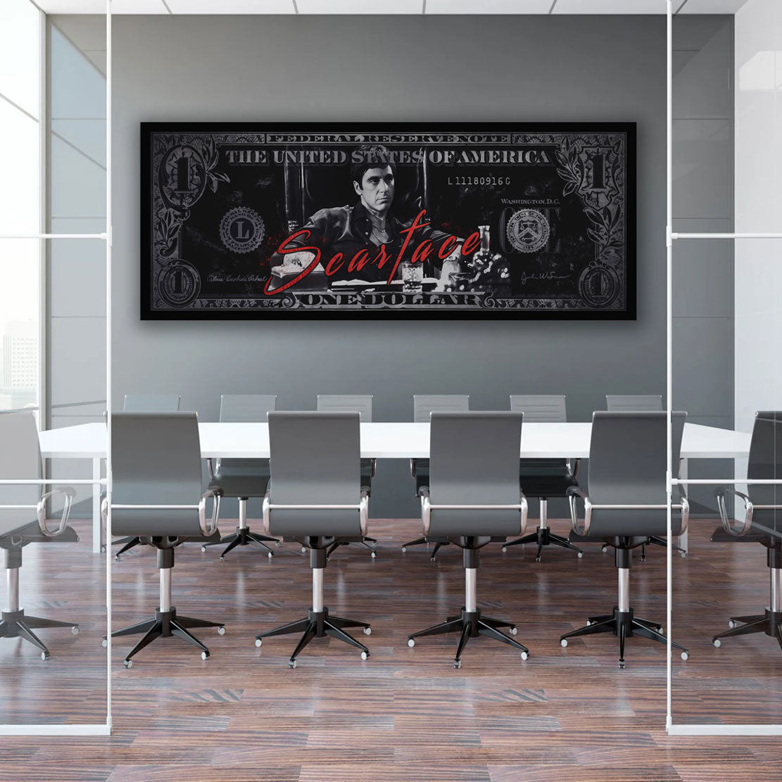 Quadro Scarface design dollaro motivazione e successo
