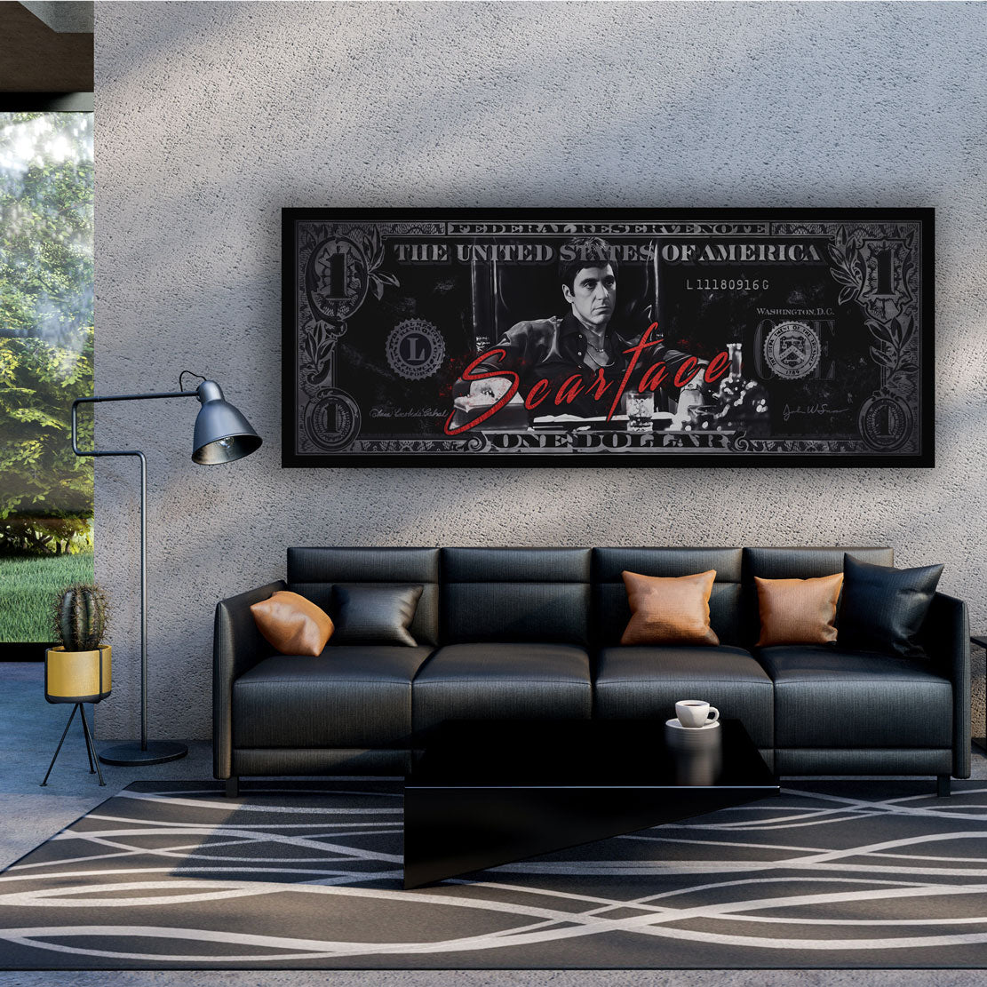 Quadro Scarface design dollaro motivazione e successo