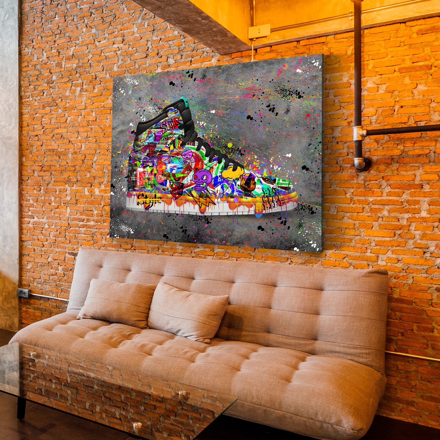 Quadro stampa su tela Graffiti Street Art Sneakers, Scarpa