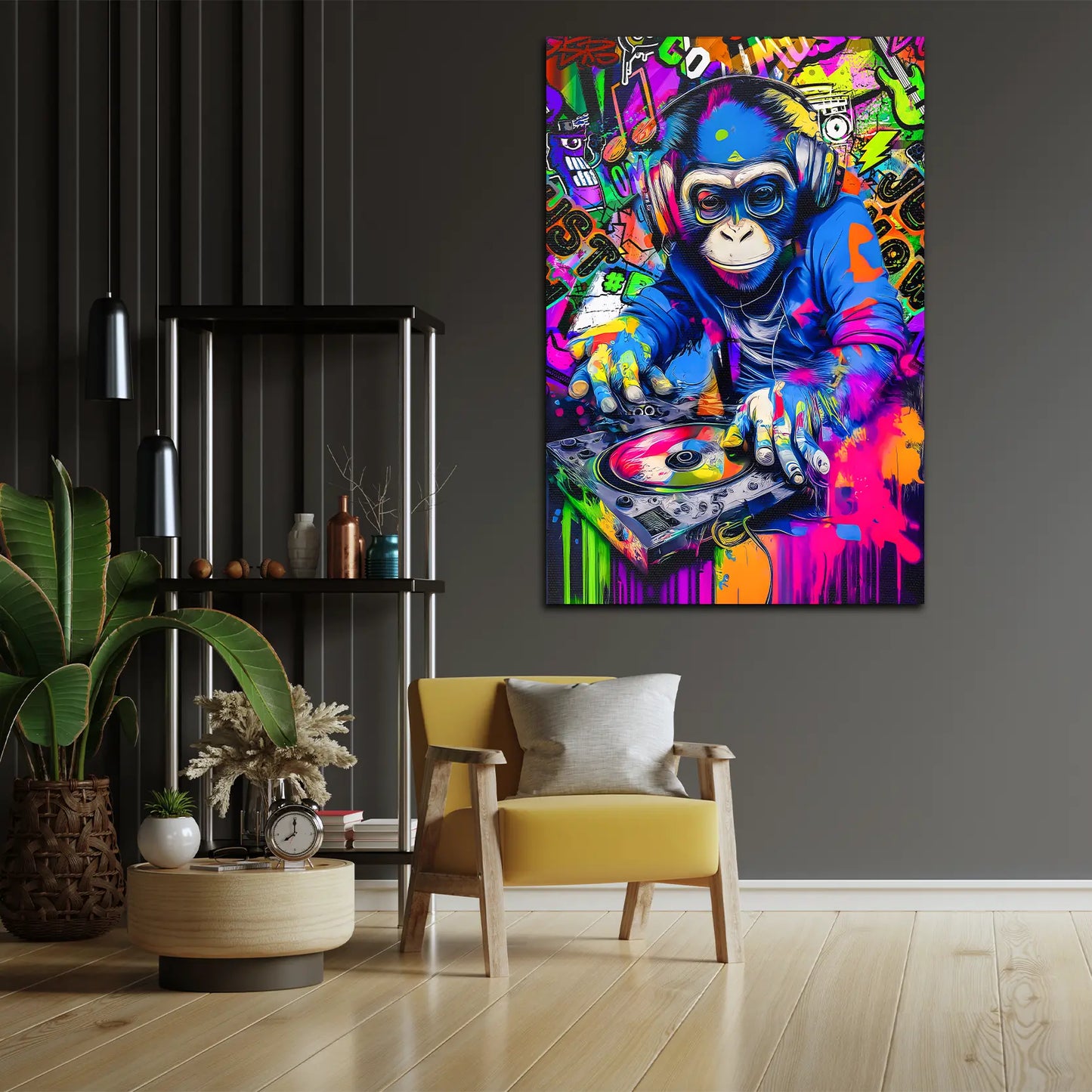 Quadro Street Art Graffiti DJ Monkey