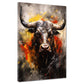 Quadro Toro con sfondo astratto, animali